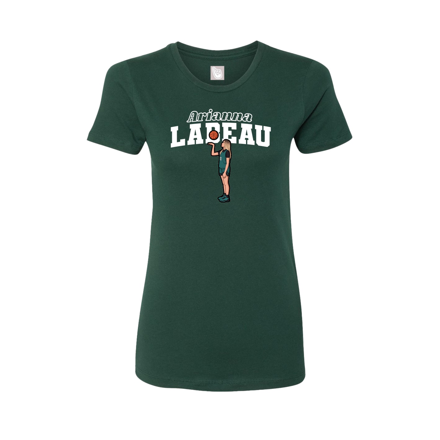 Fitted Women's Tee — Name Arch in Green