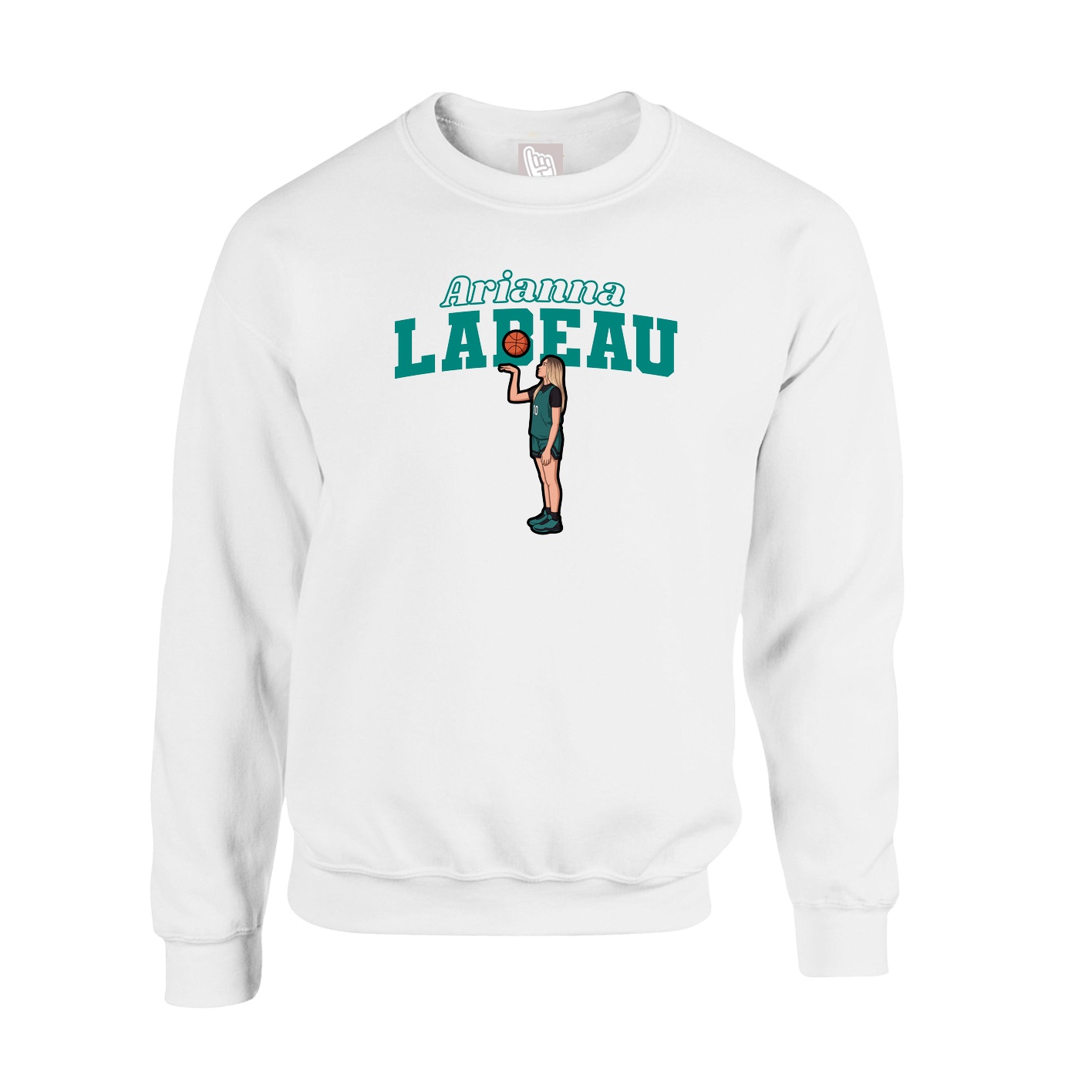 Fleece Crew — Name Arch in White