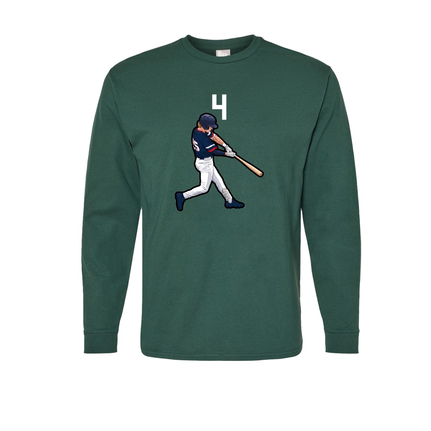 Long Sleeve Tee — Number Top in Green