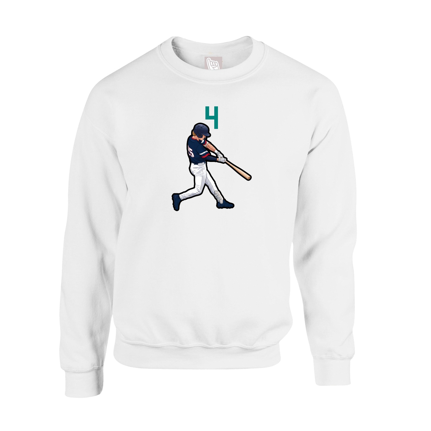 Fleece Crew — Number Top in White
