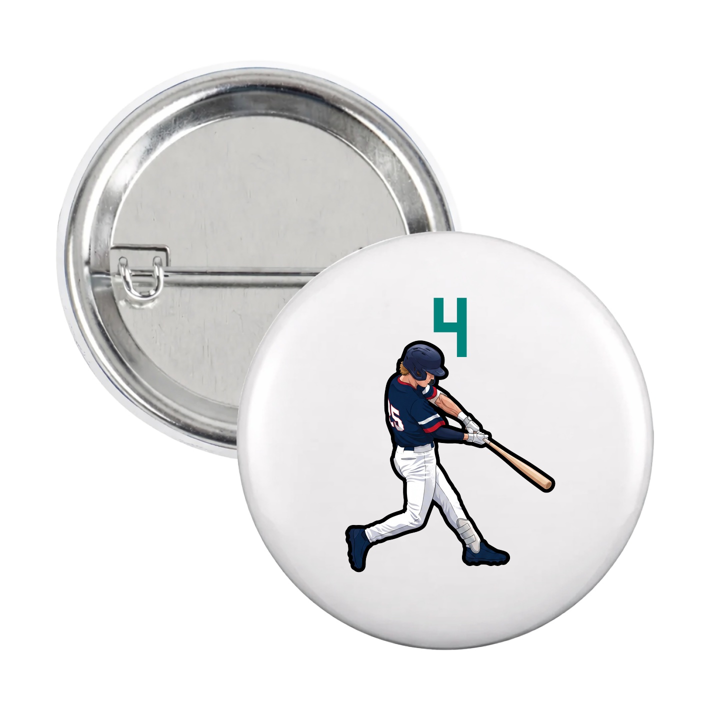 Game Day Button — Number Top in White