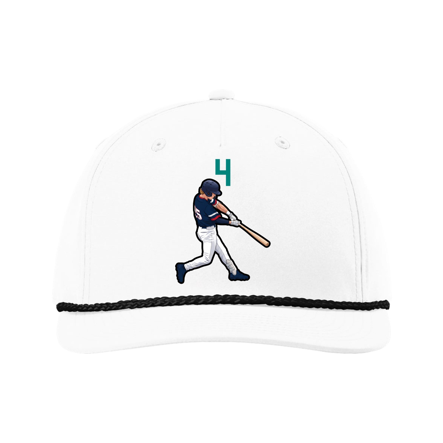Five-Panel Classic Rope Cap — Number Top in White
