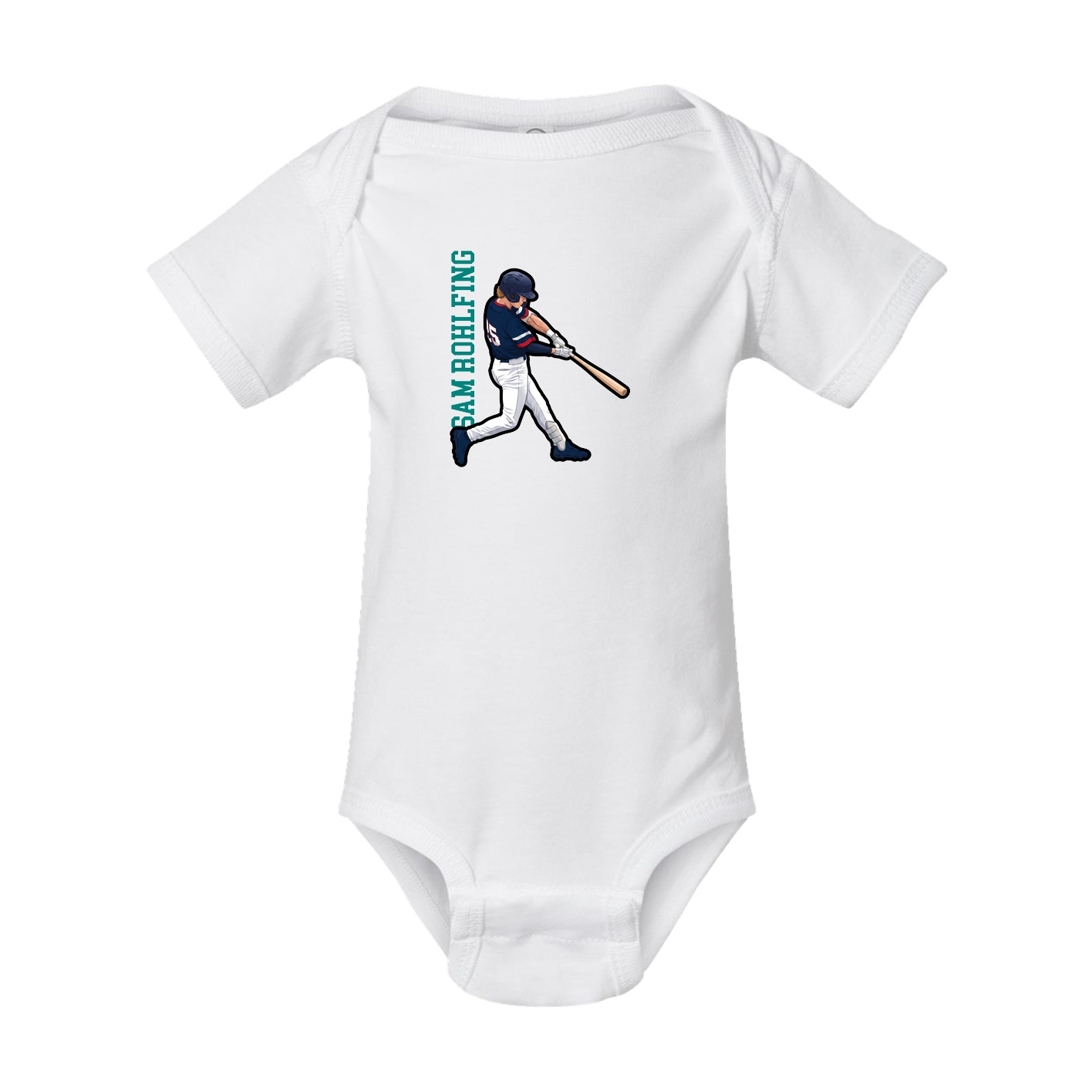 Baby Onesie — Name Vertical in White