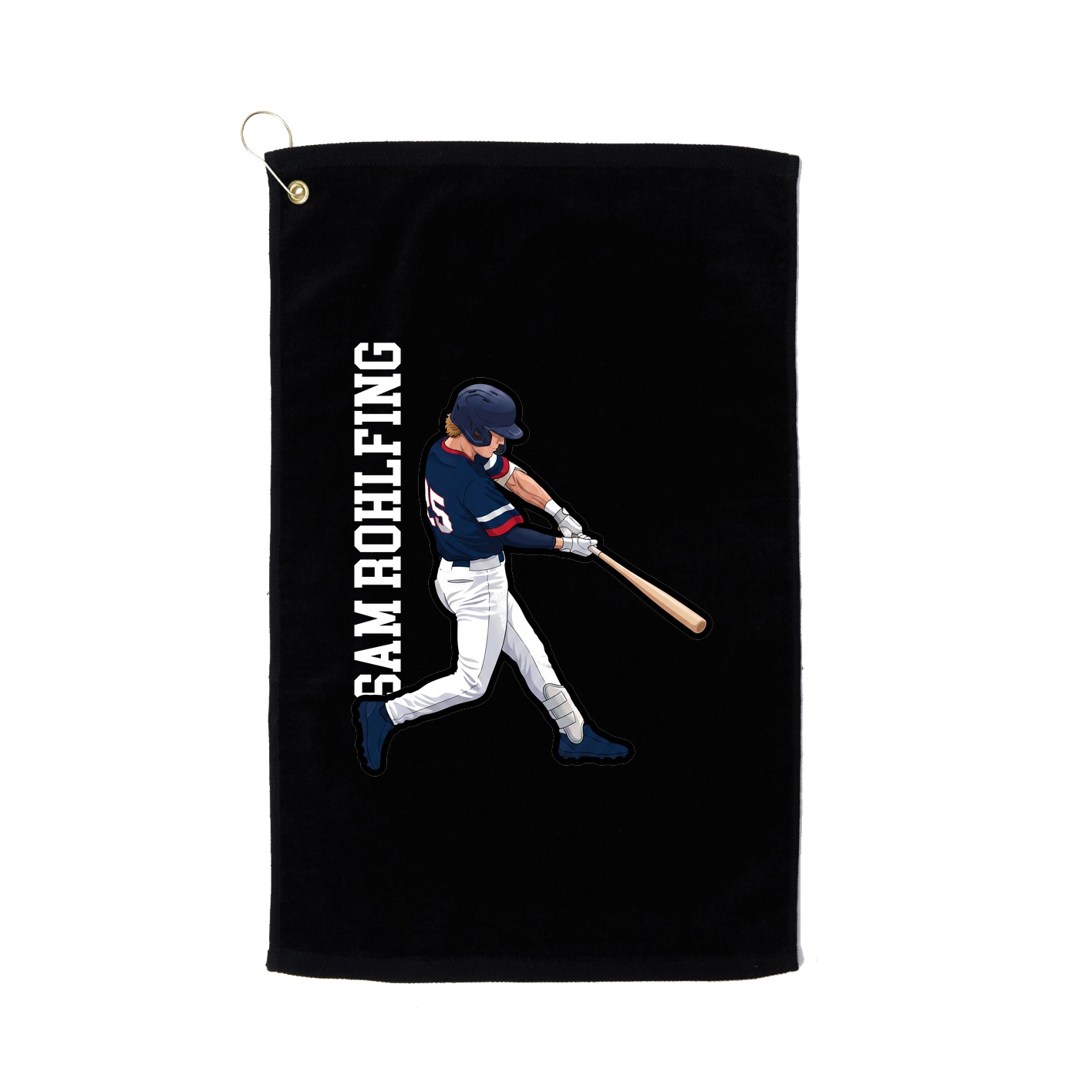 Golf Towel — Name Vertical in Black