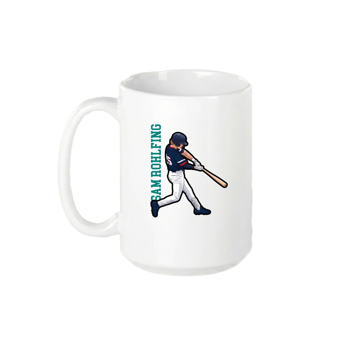 15oz Coffee Mug — Name Vertical in White