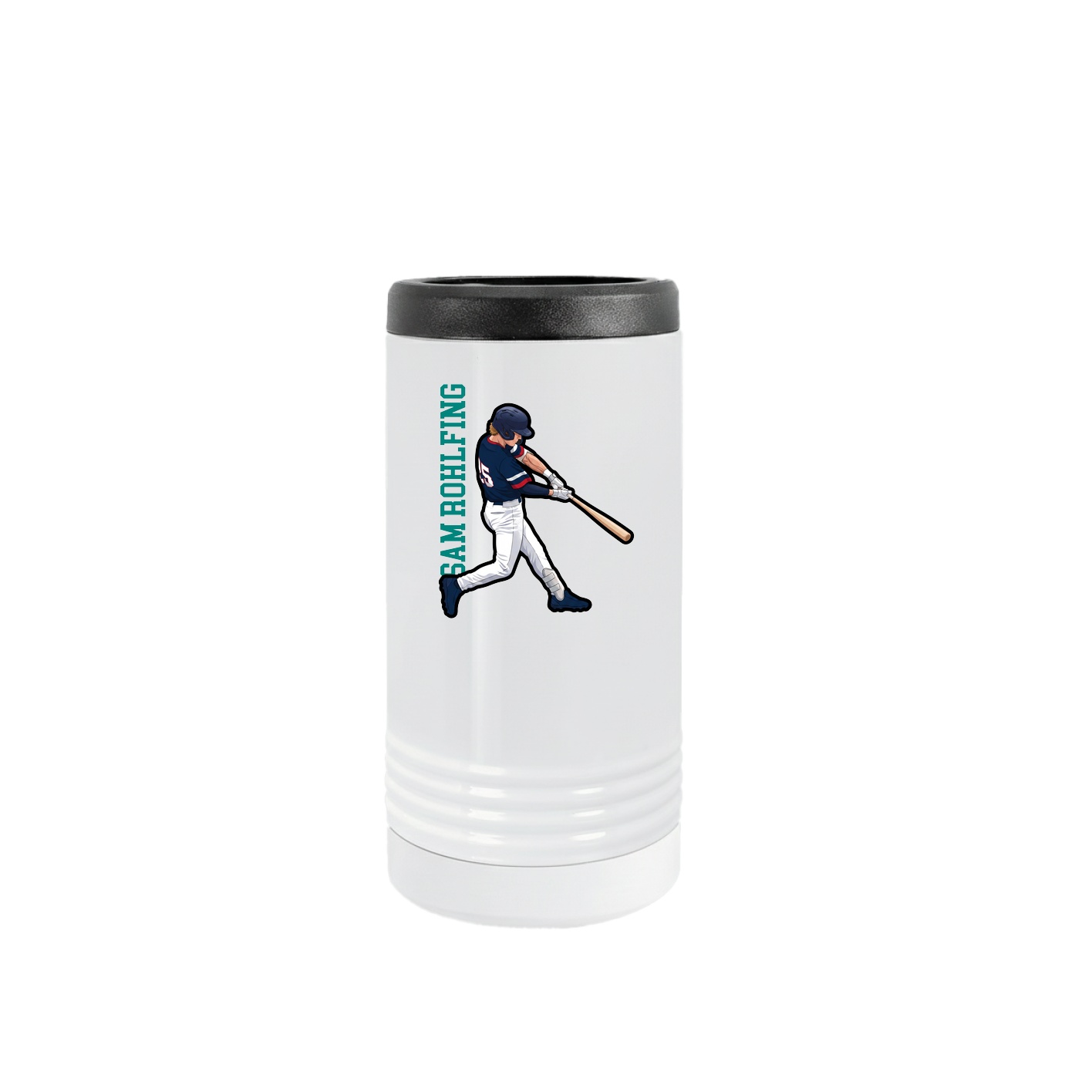 Slim Beverage Holder — Name Vertical in White
