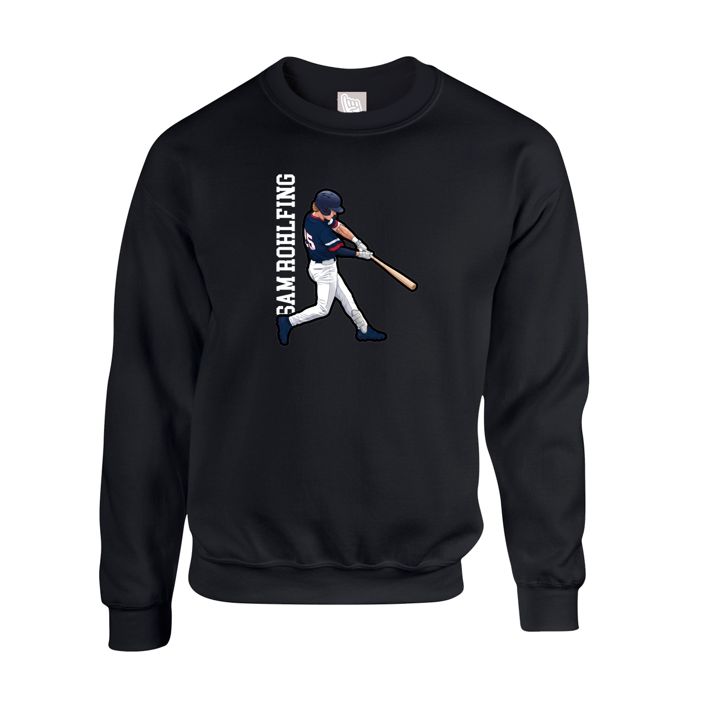 Fleece Crew — Name Vertical in Black