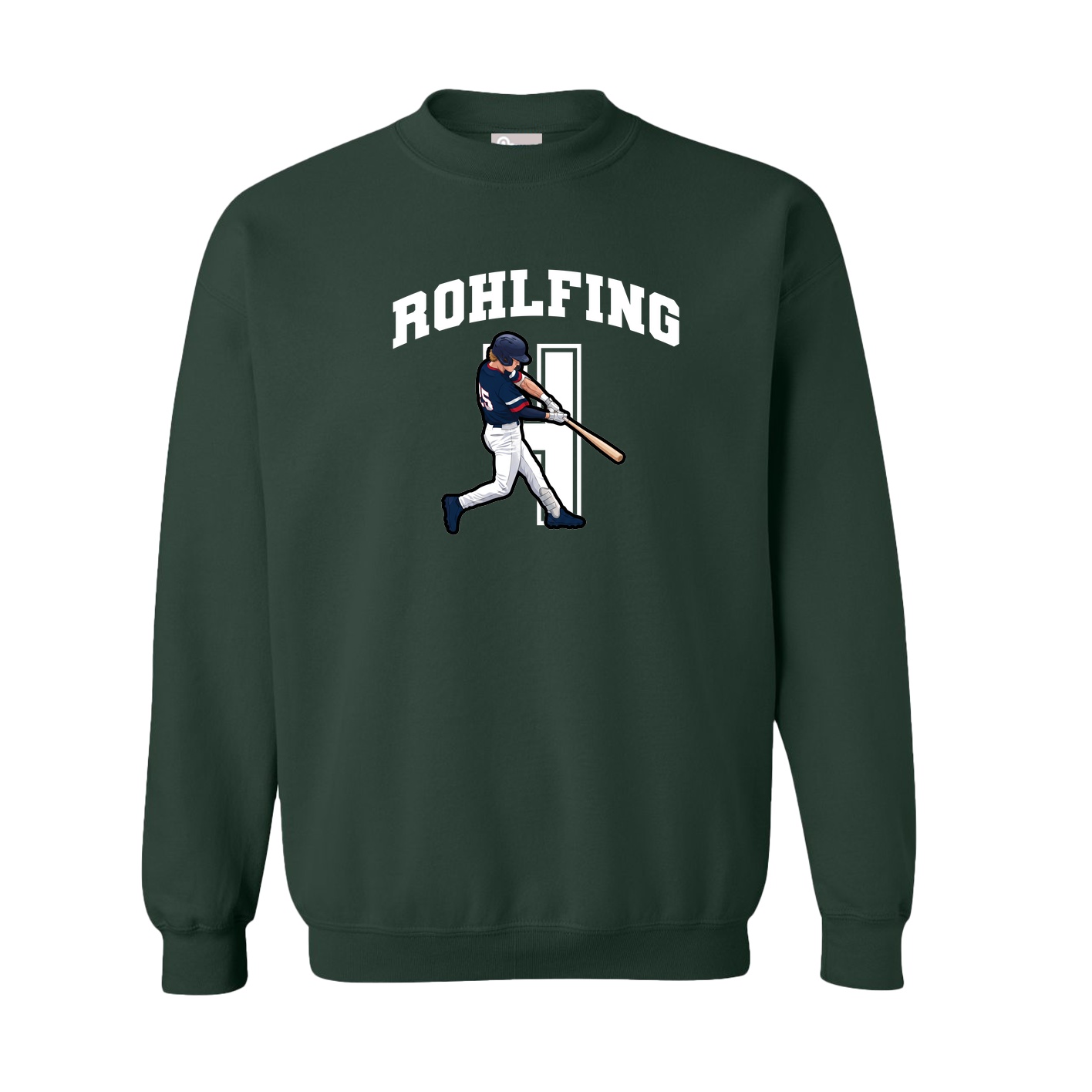 Fleece Crew — Number in Green