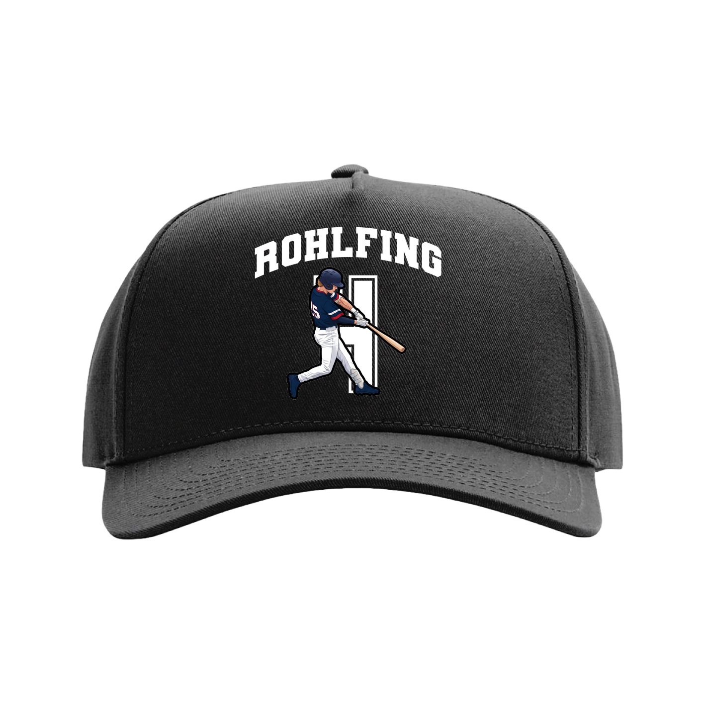 Full Fabric Five-Panel Champ Cap — Number in Black