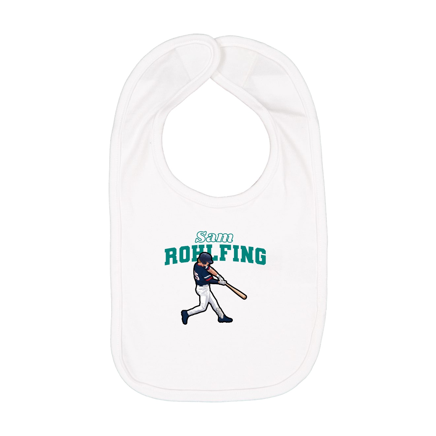 Infant Bib — Name Arch in White