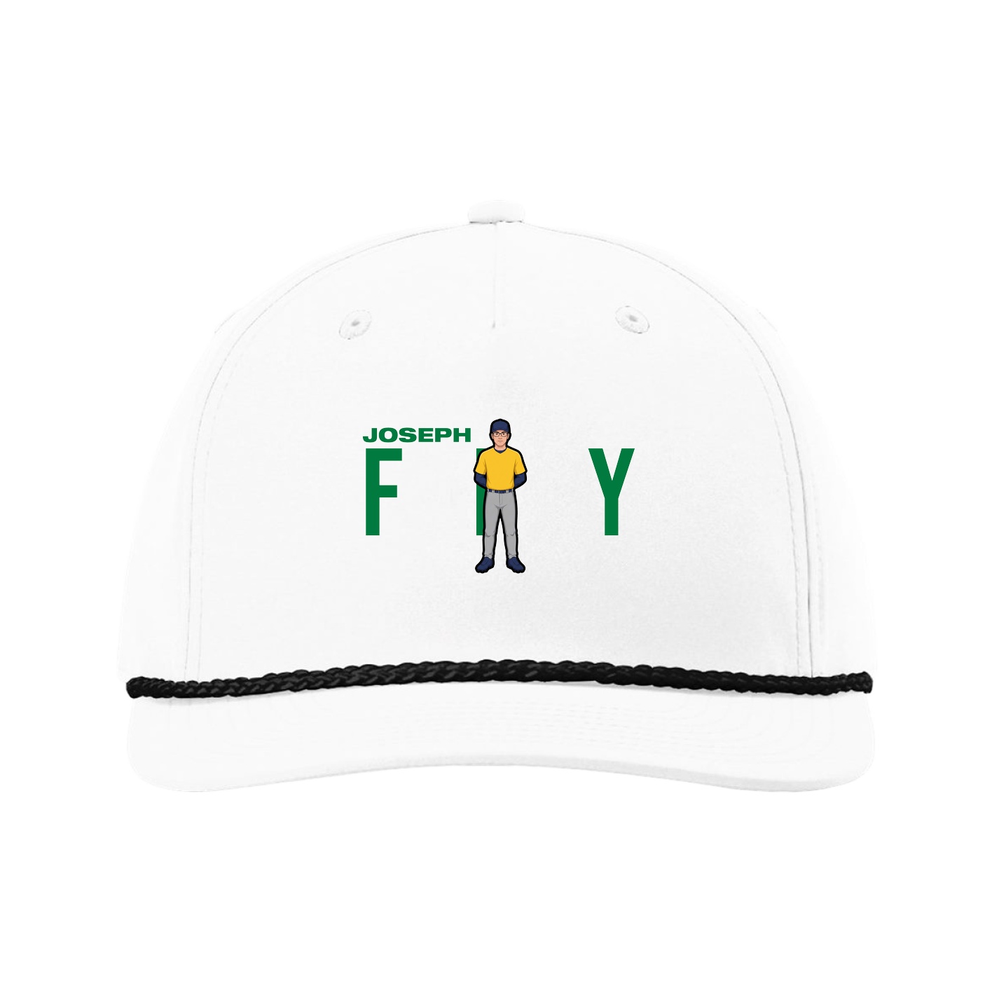 Five-Panel Classic Rope Cap — Player Name in White