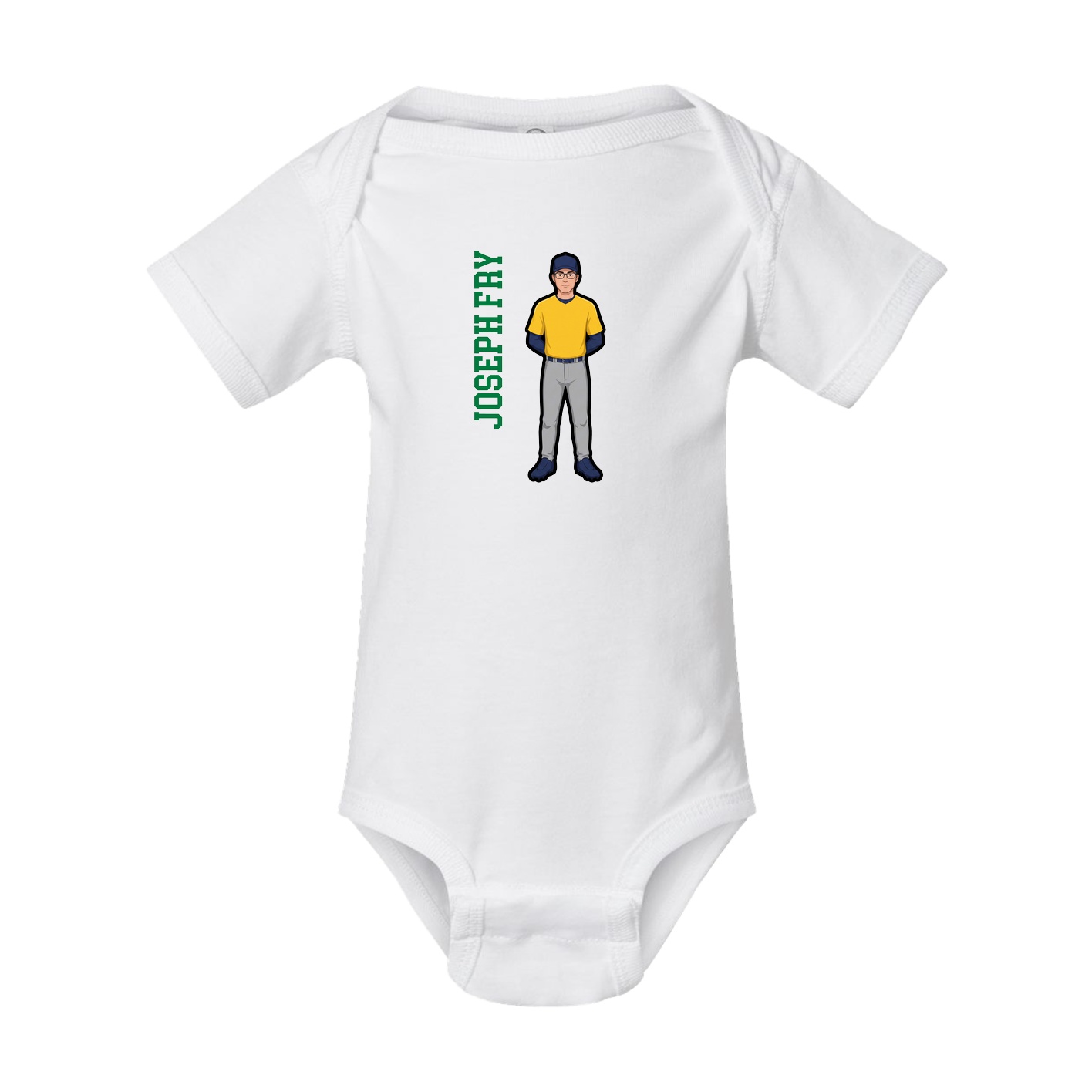 Baby Onesie — Name Vertical in White