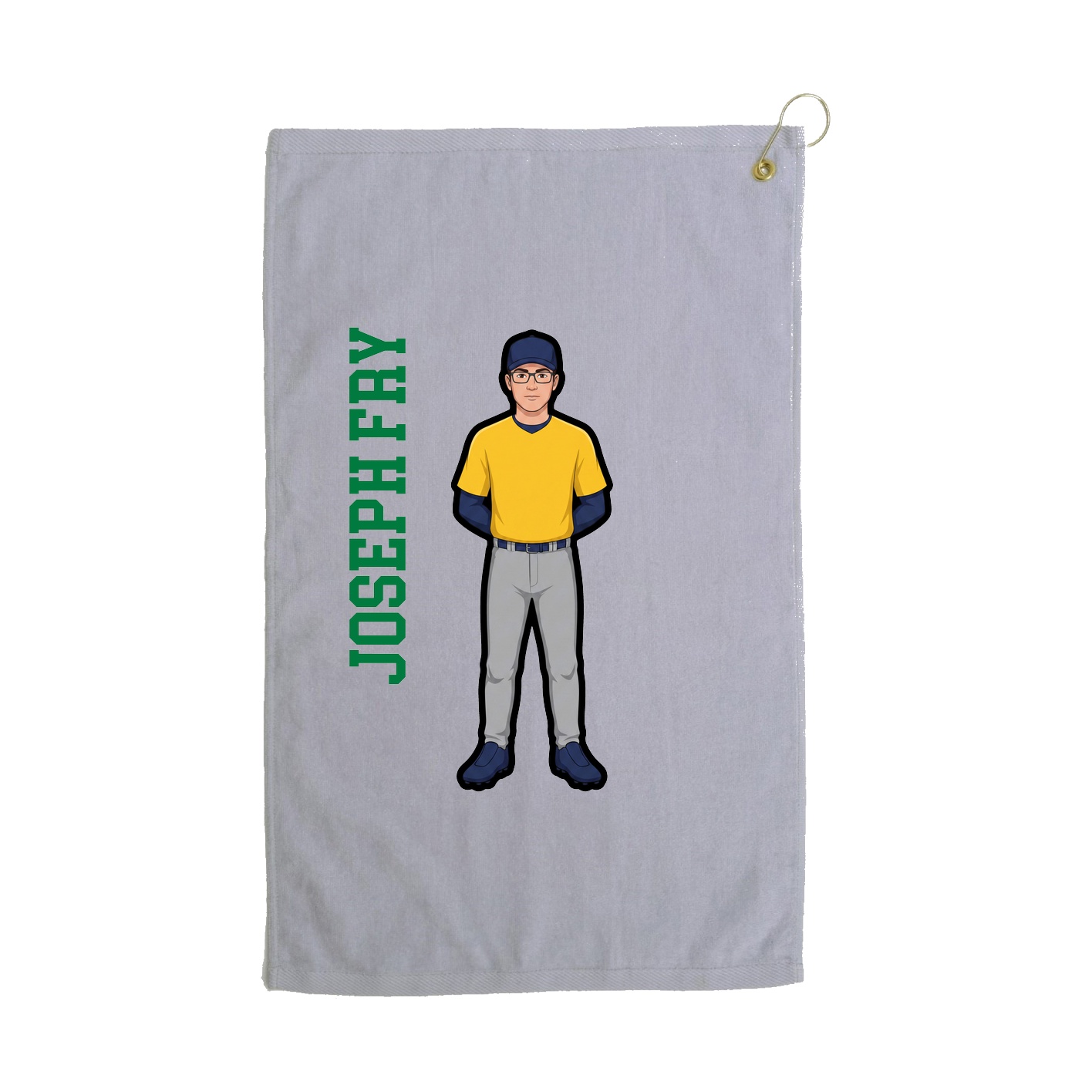 Golf Towel — Name Vertical in Grey
