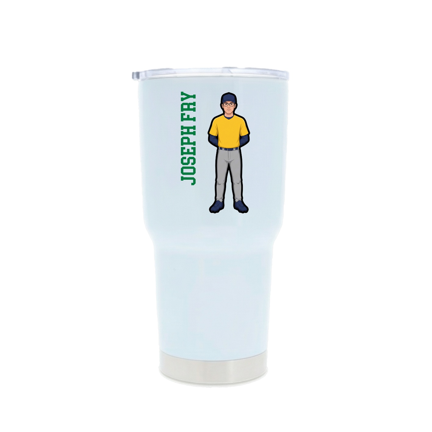 30oz Stainless Steel Tumbler — Name Vertical in White
