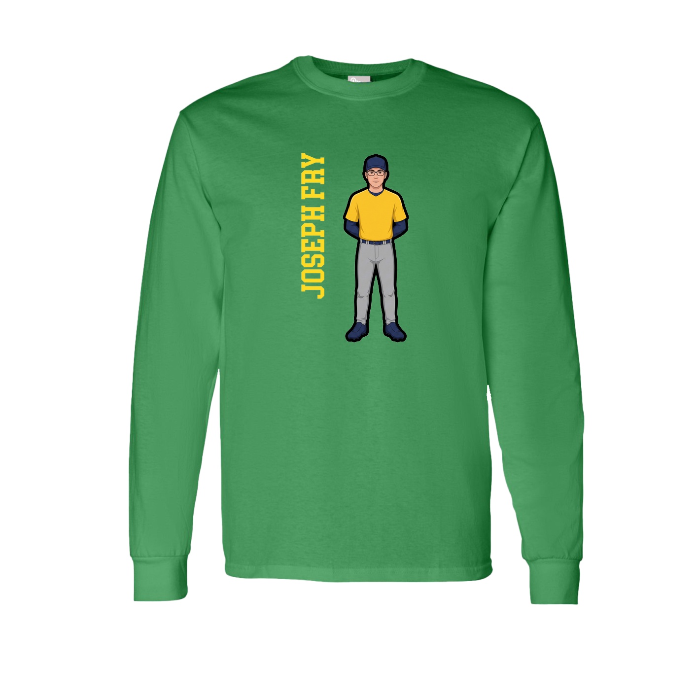 Long Sleeve Tee — Name Vertical in Green