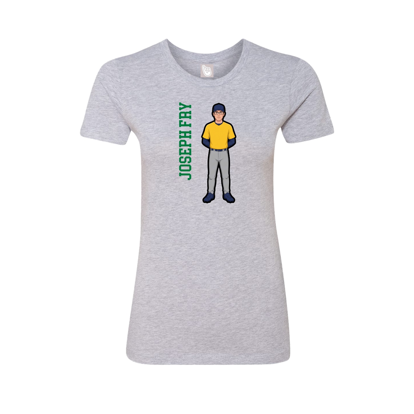 Fitted Women's Tee — Name Vertical in Grey