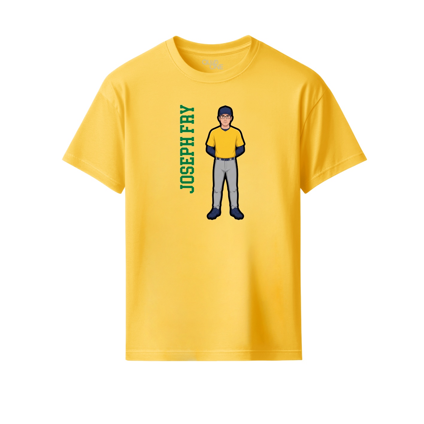 Youth Tee — Name Vertical in Yellow