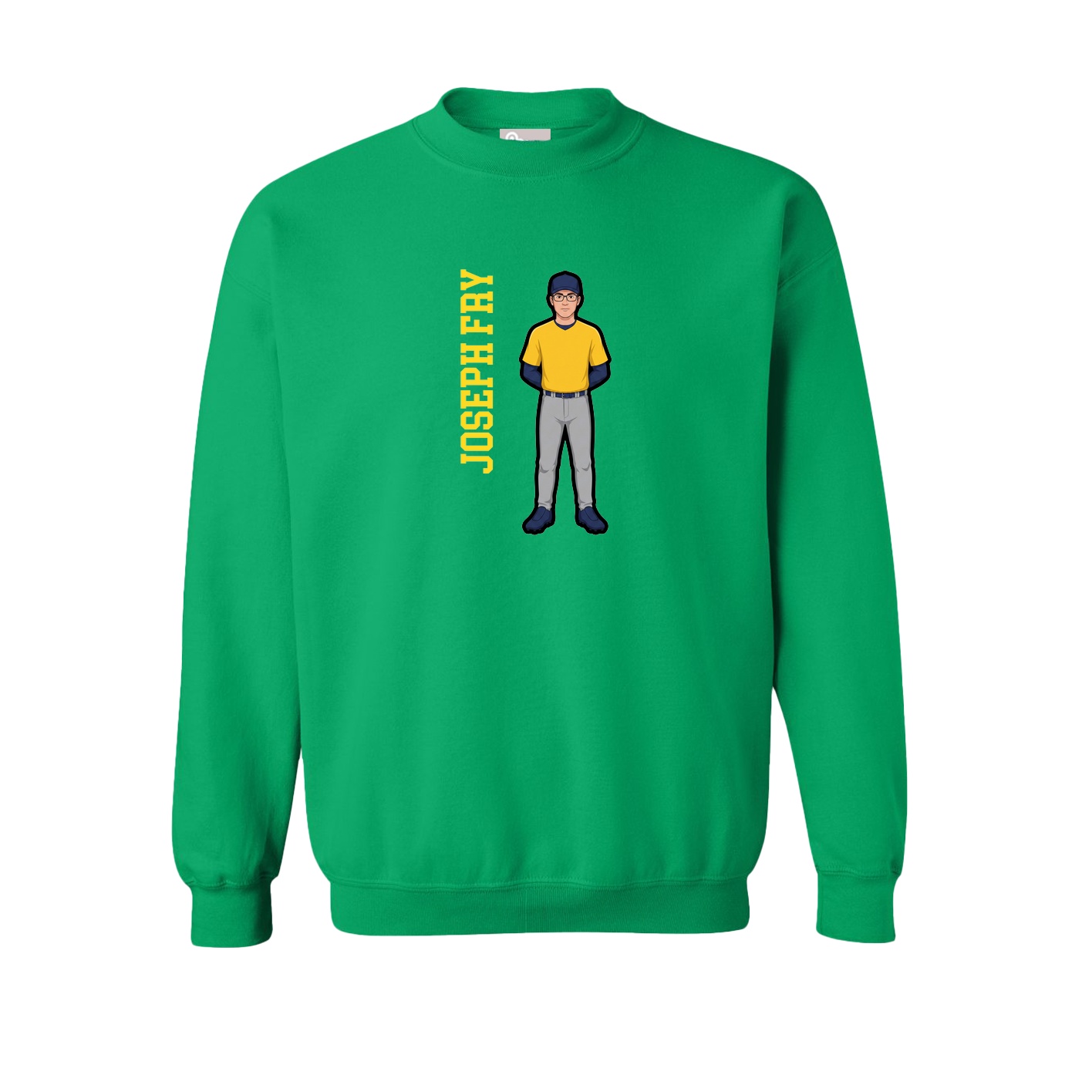 Fleece Crew — Name Vertical in Green
