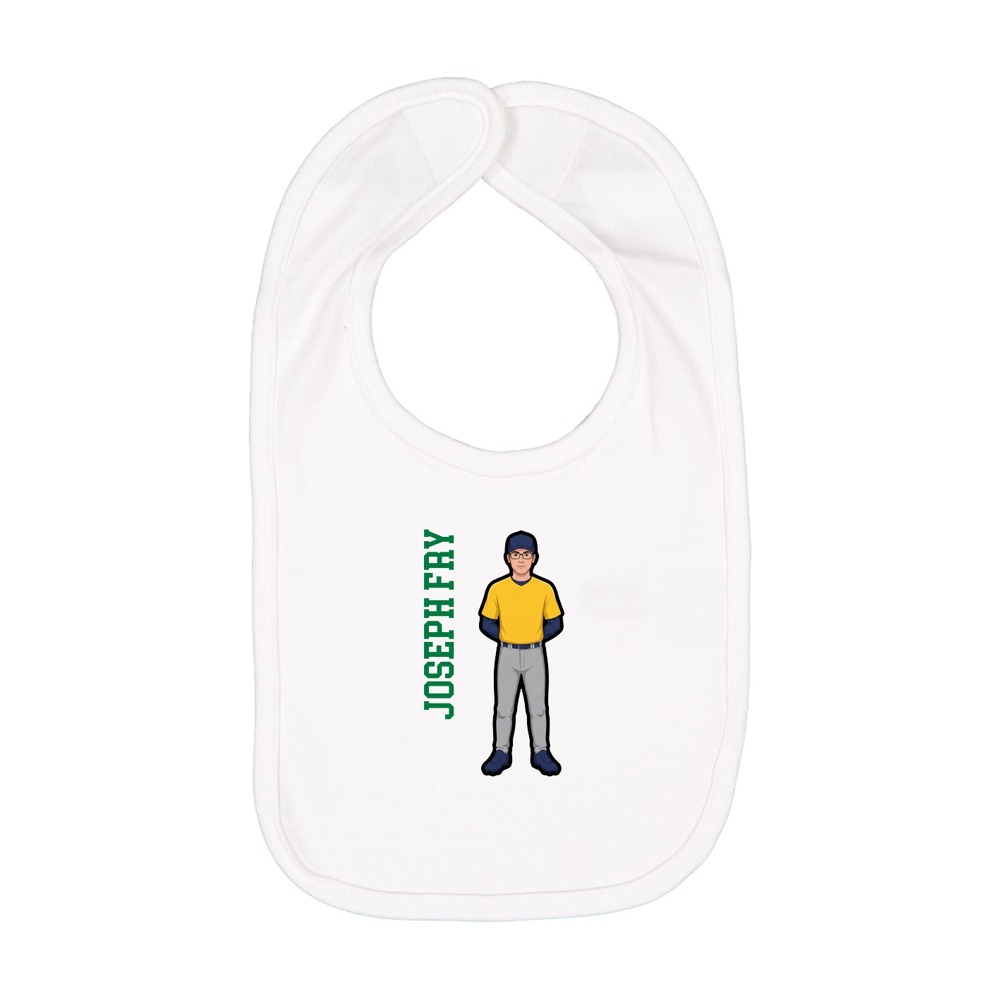 Infant Bib — Name Vertical in White