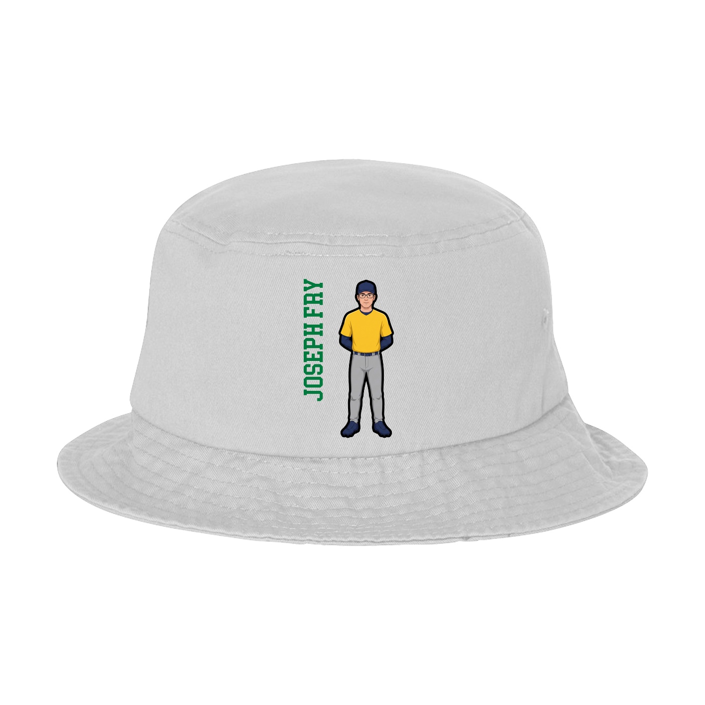Bucket Cap — Name Vertical in White