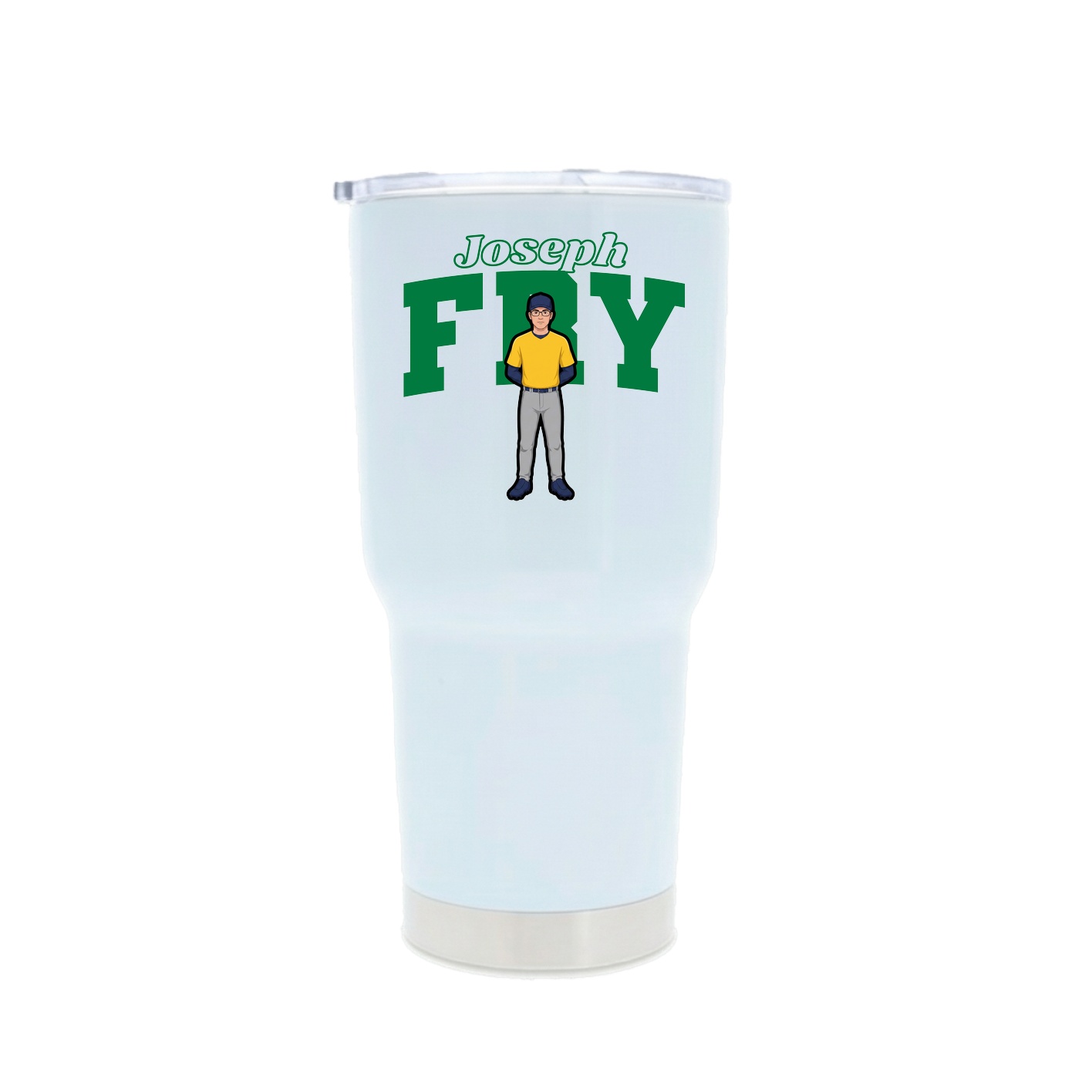 30oz Stainless Steel Tumbler — Name Arch in White