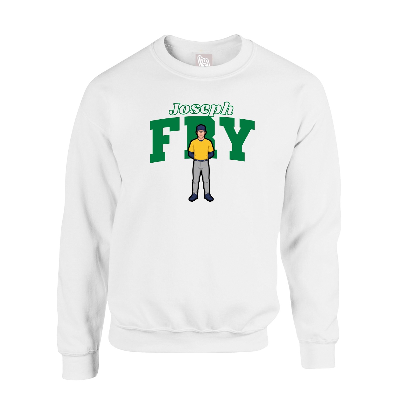Fleece Crew — Name Arch in White