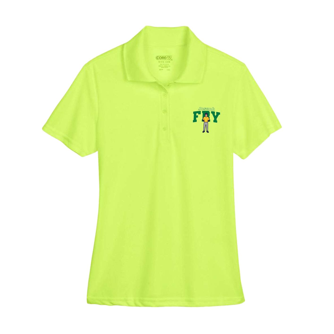 Womens Performance Polo — Name Arch in Yellow