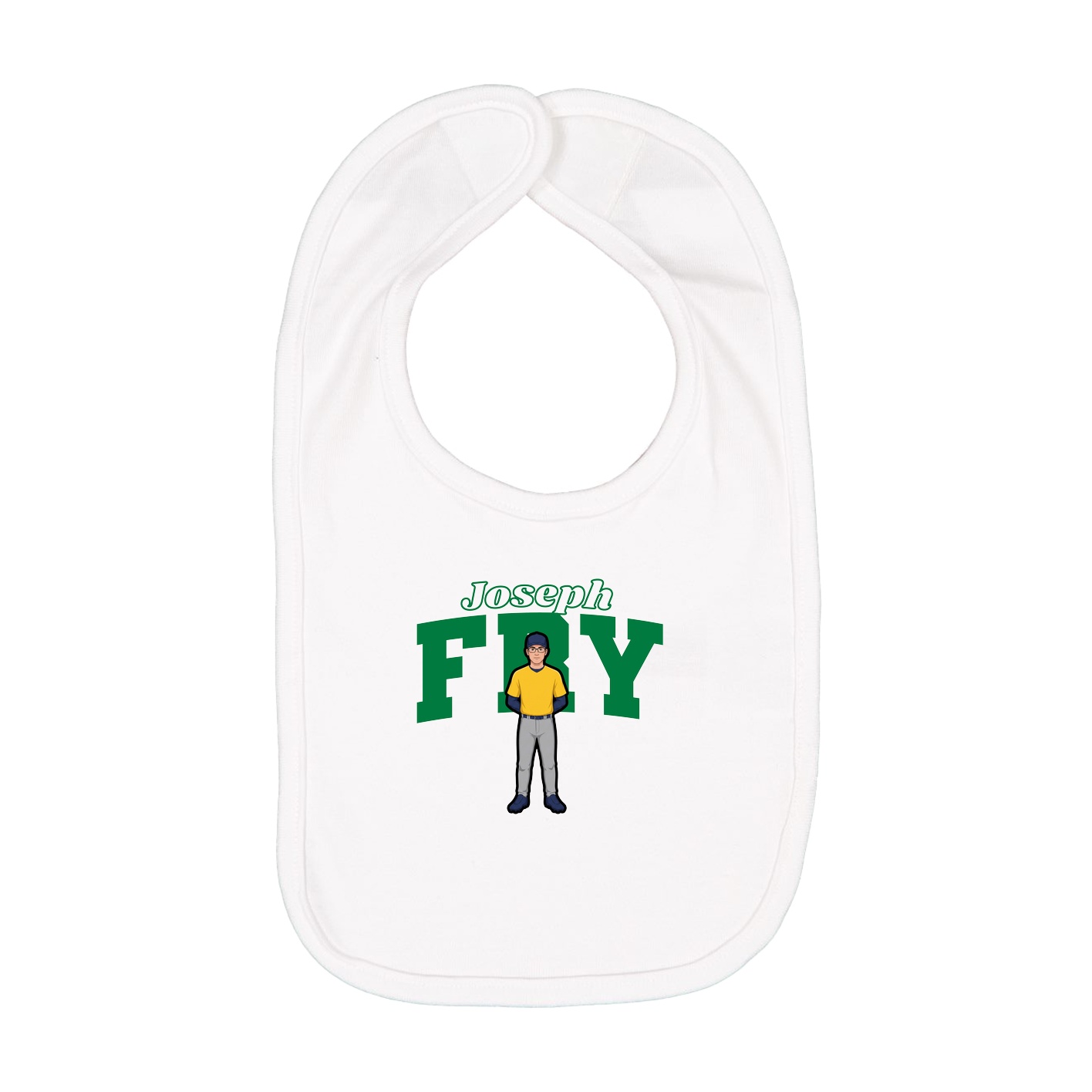 Infant Bib — Name Arch in White