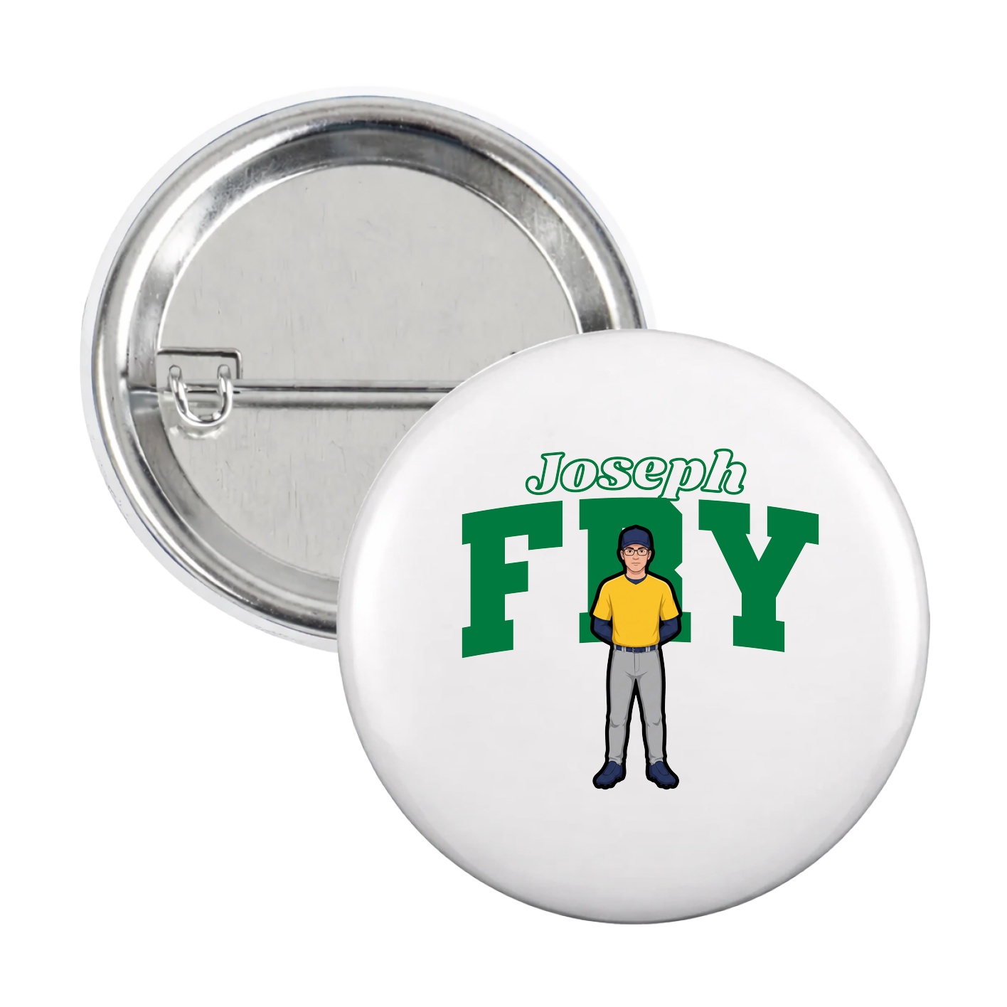 Game Day Button — Name Arch in White