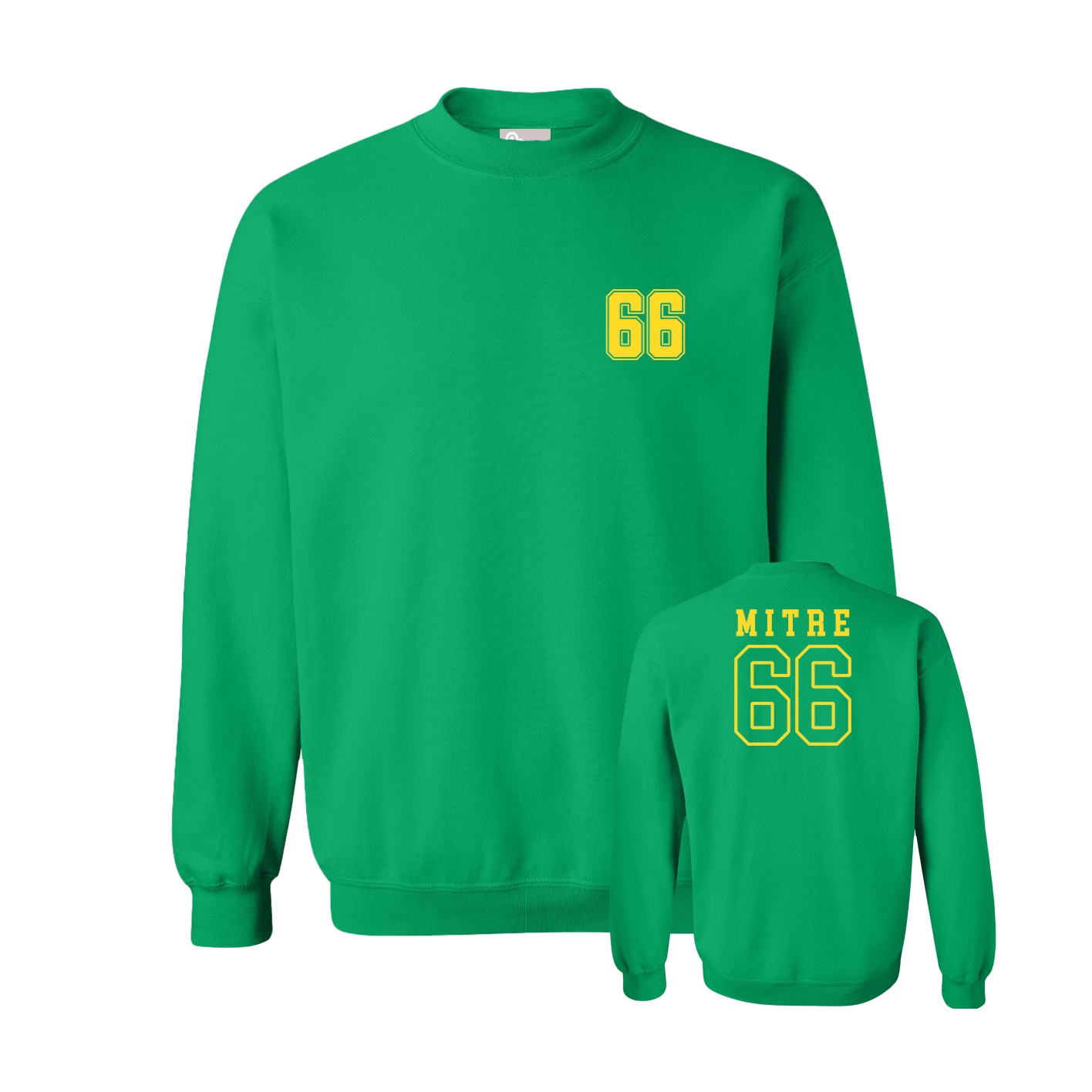 Fleece Crew — Chest Back in Green