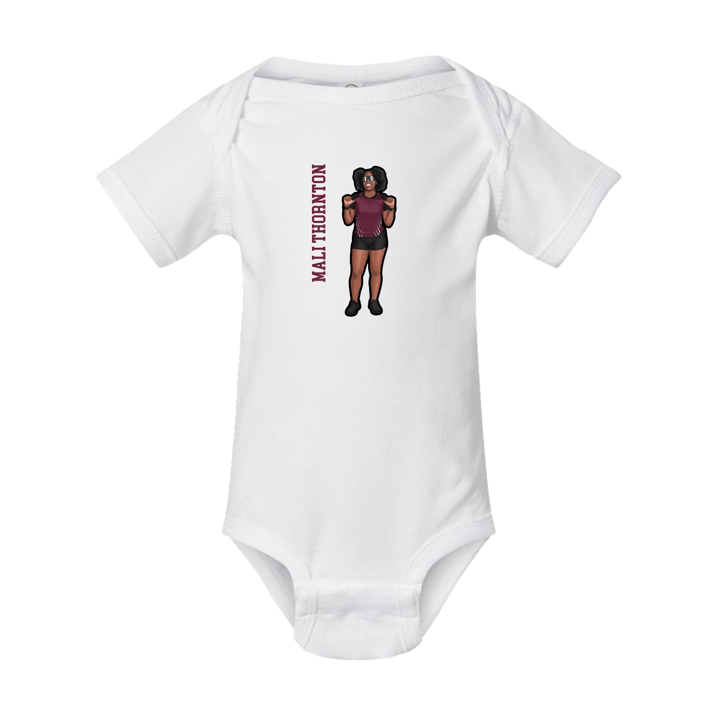 Baby Onesie — Name Vertical in White