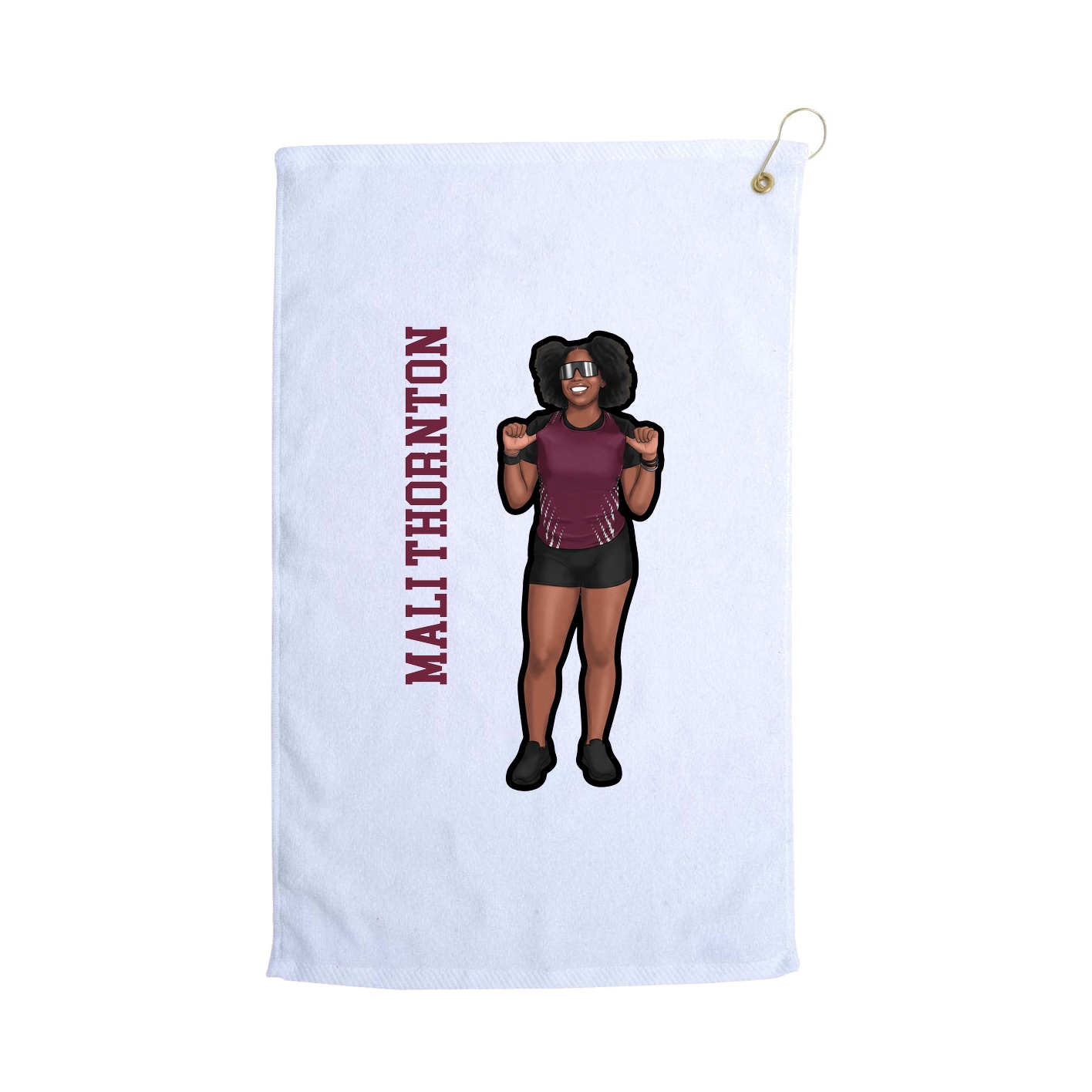 Golf Towel — Name Vertical in White
