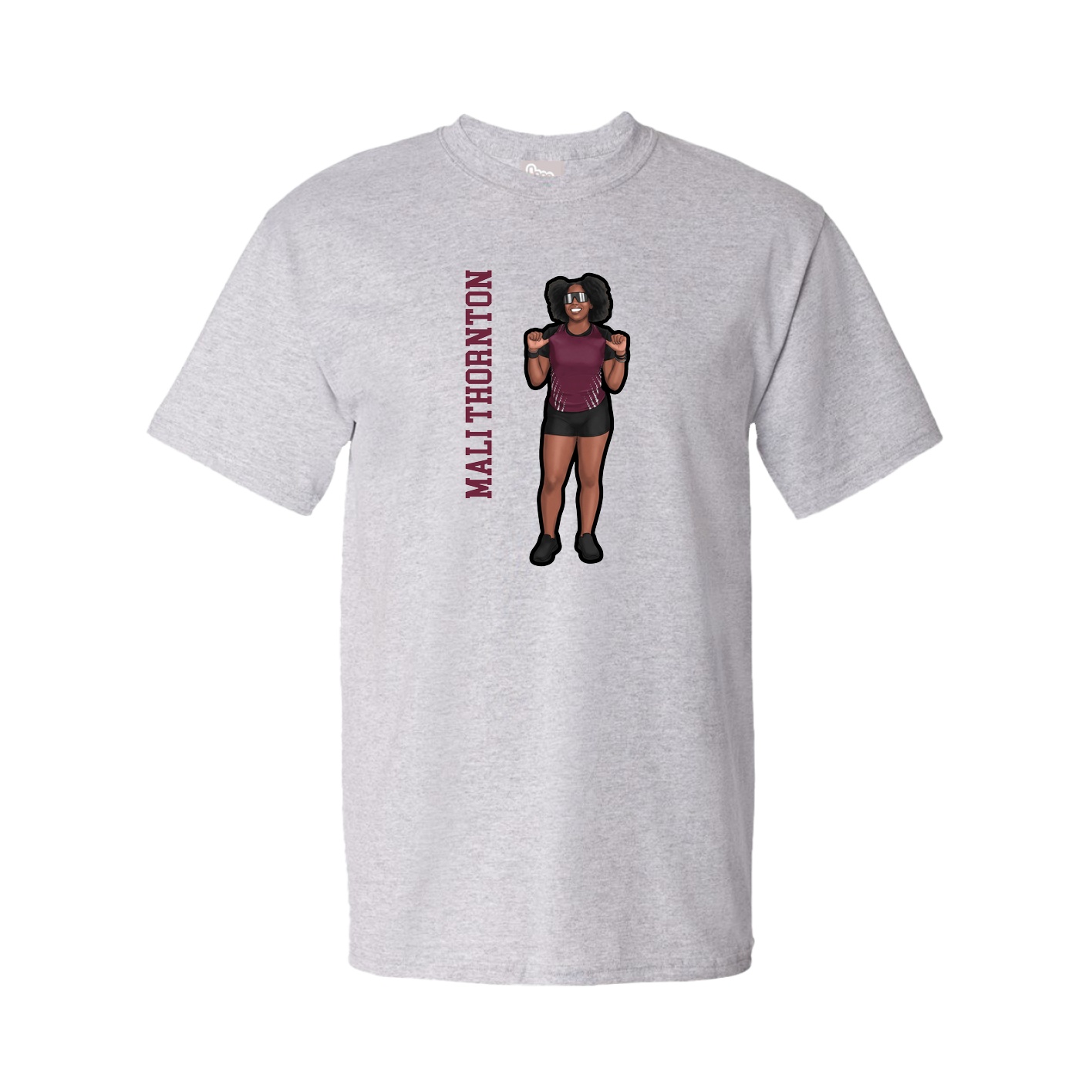Youth Tee — Name Vertical in Grey