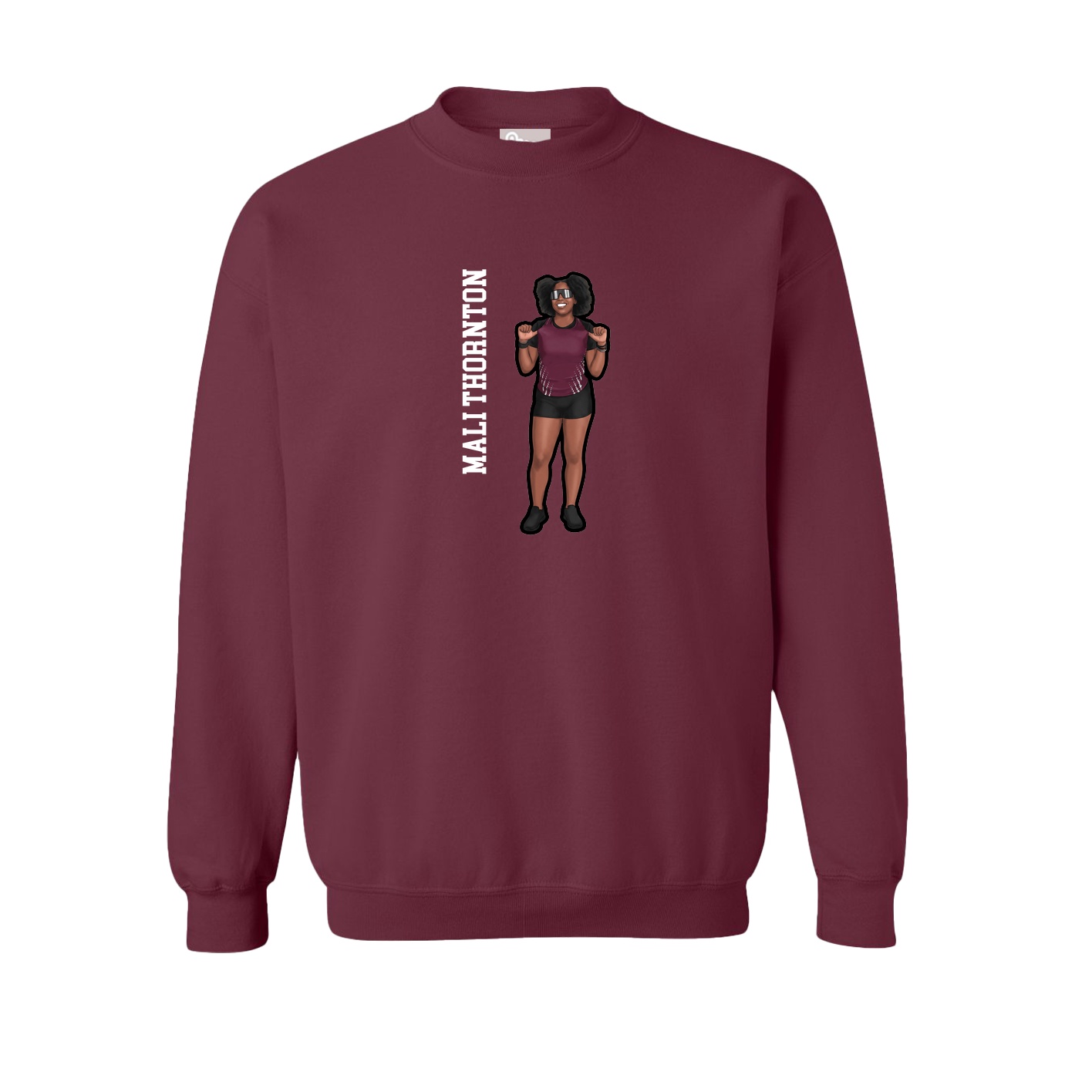 Fleece Crew — Name Vertical in Maroon