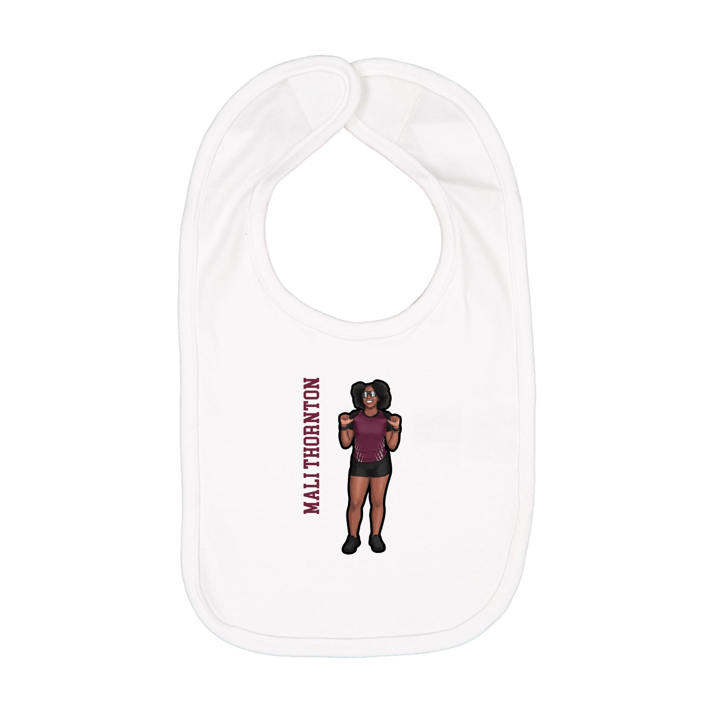 Infant Bib — Name Vertical in White