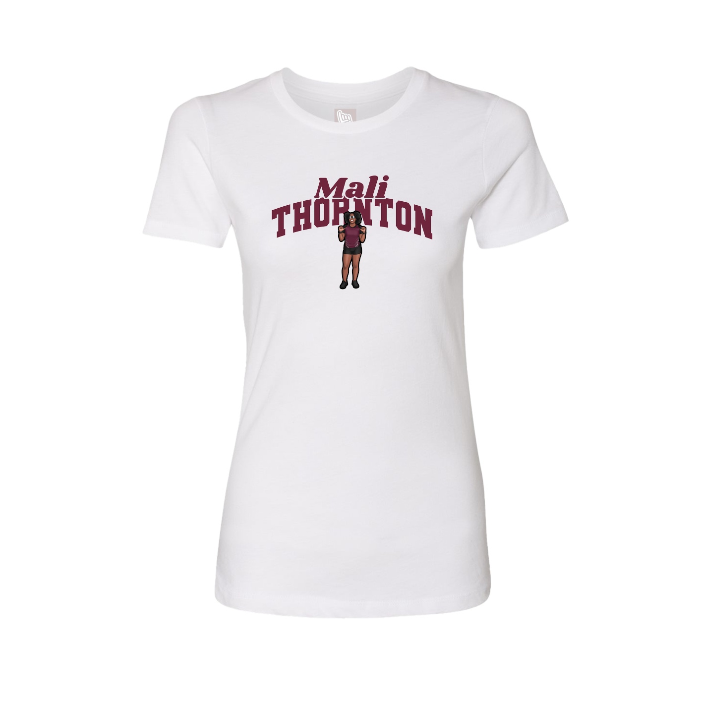 Fitted Women's Tee — Signature Arch in White