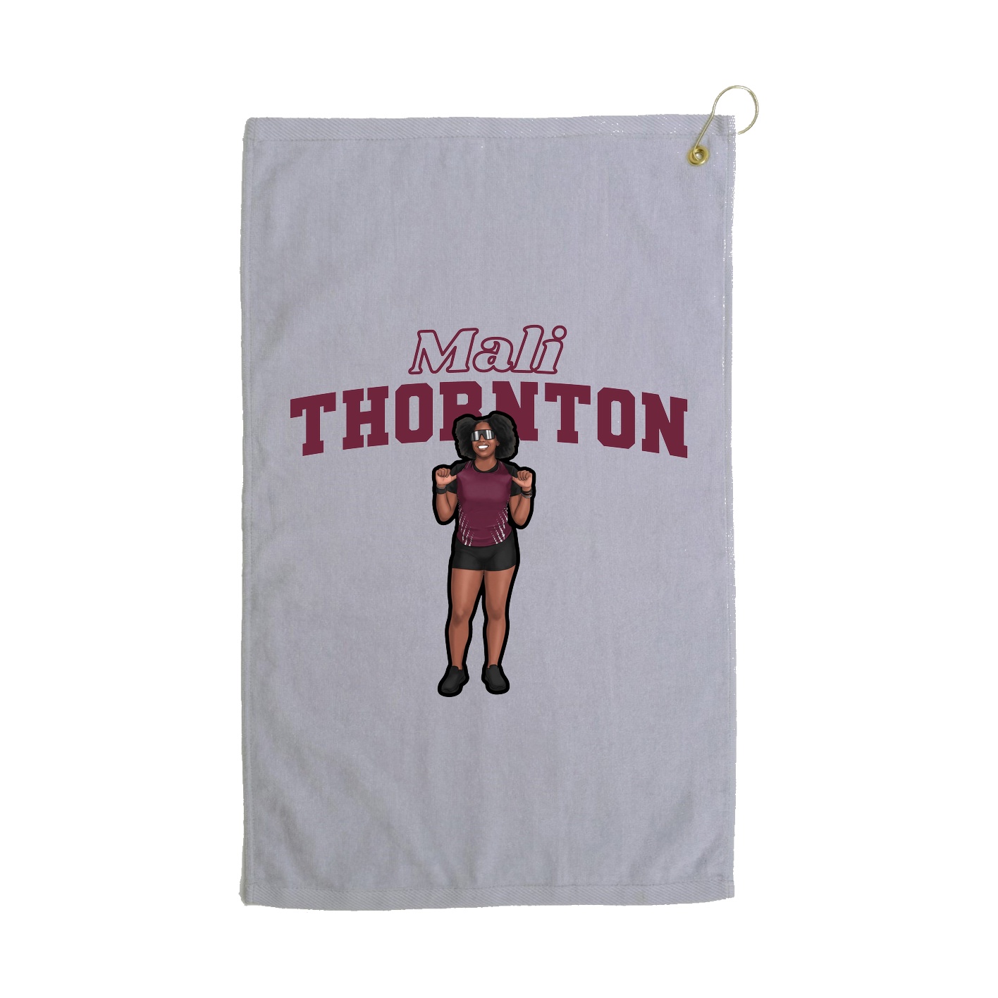 Golf Towel — Name Arch in Grey