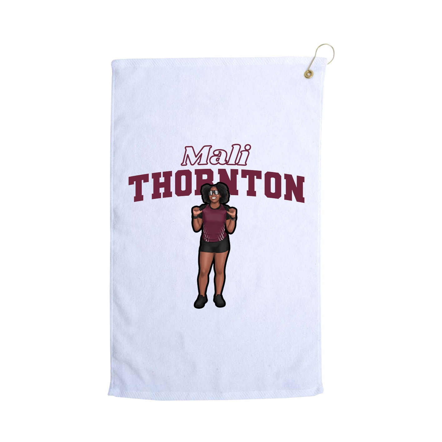 Golf Towel — Name Arch in White