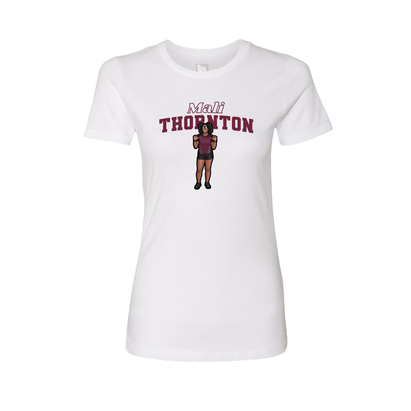 Fitted Women's Tee — Name Arch in White