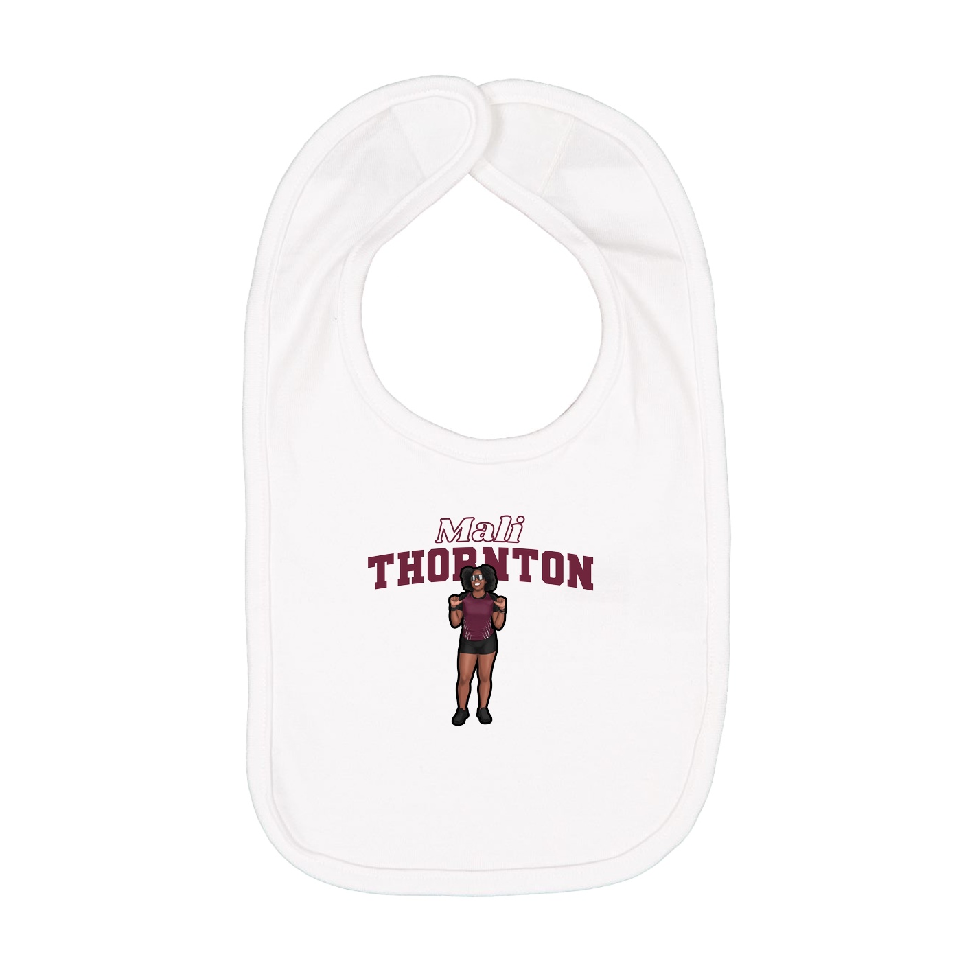 Infant Bib — Name Arch in White