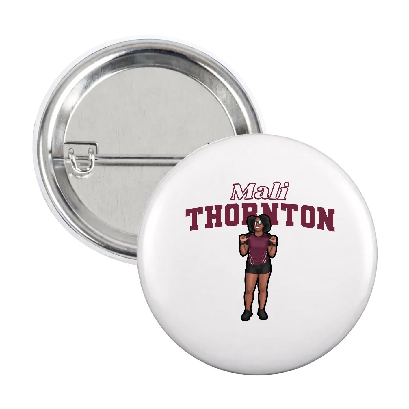 Game Day Button — Name Arch in White