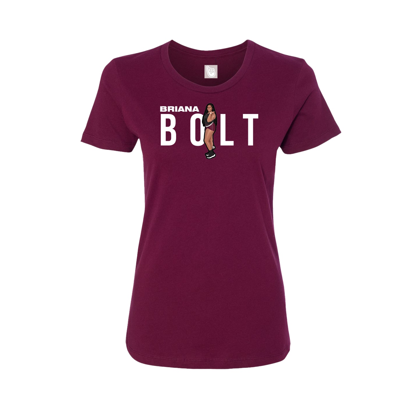 Fitted Women's Tee — Player Name in Maroon