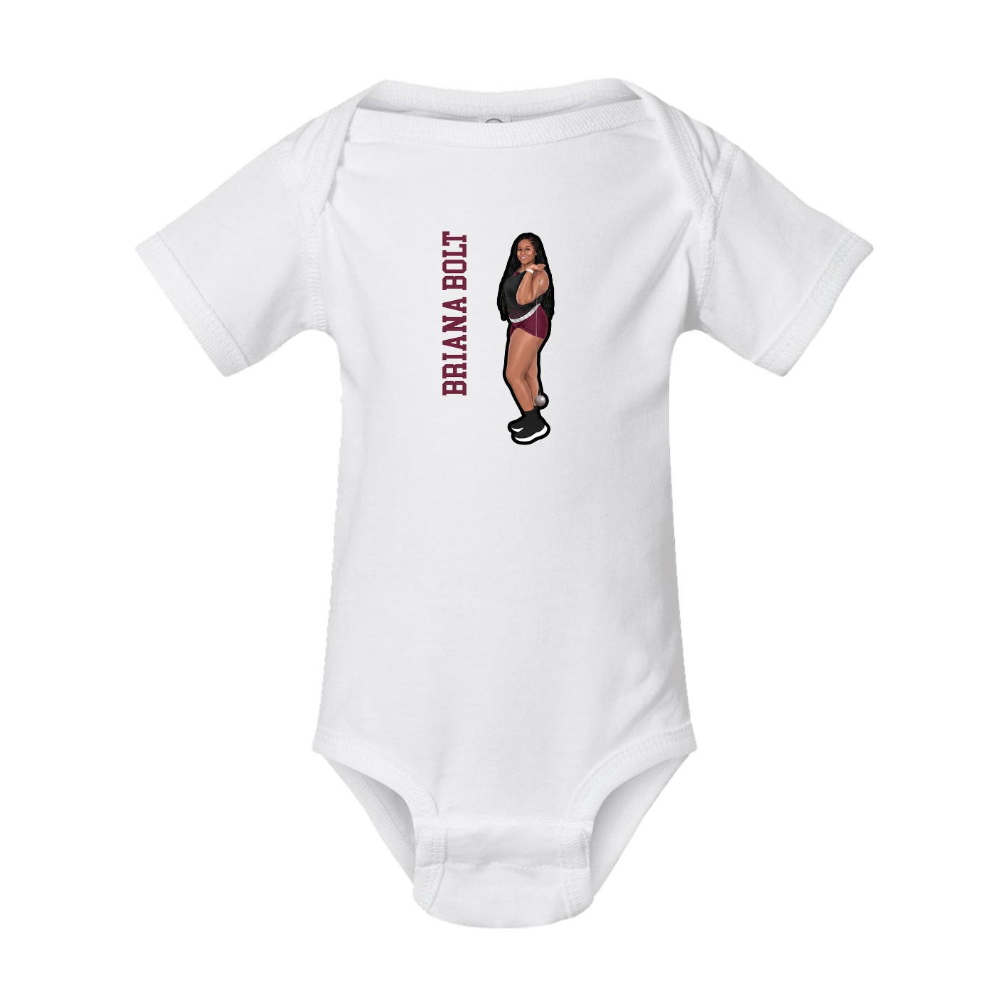 Baby Onesie — Name Vertical in White