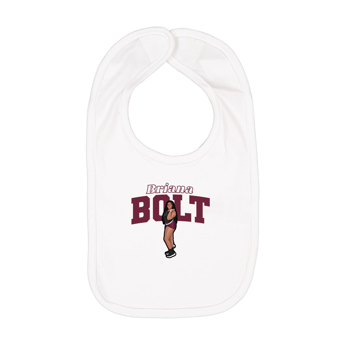 Infant Bib — Name Arch in White