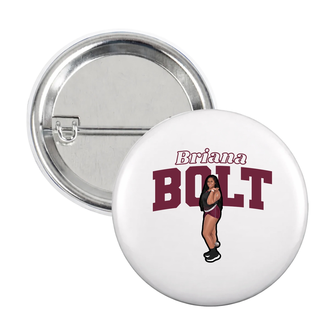 Game Day Button — Name Arch in White