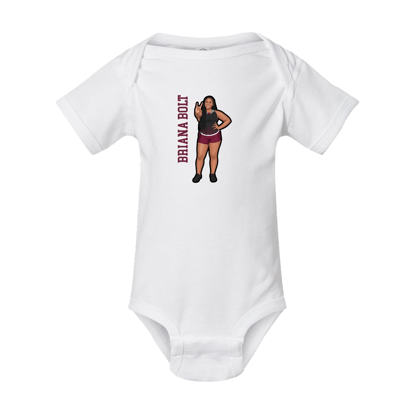 Baby Onesie — Name Vertical in White