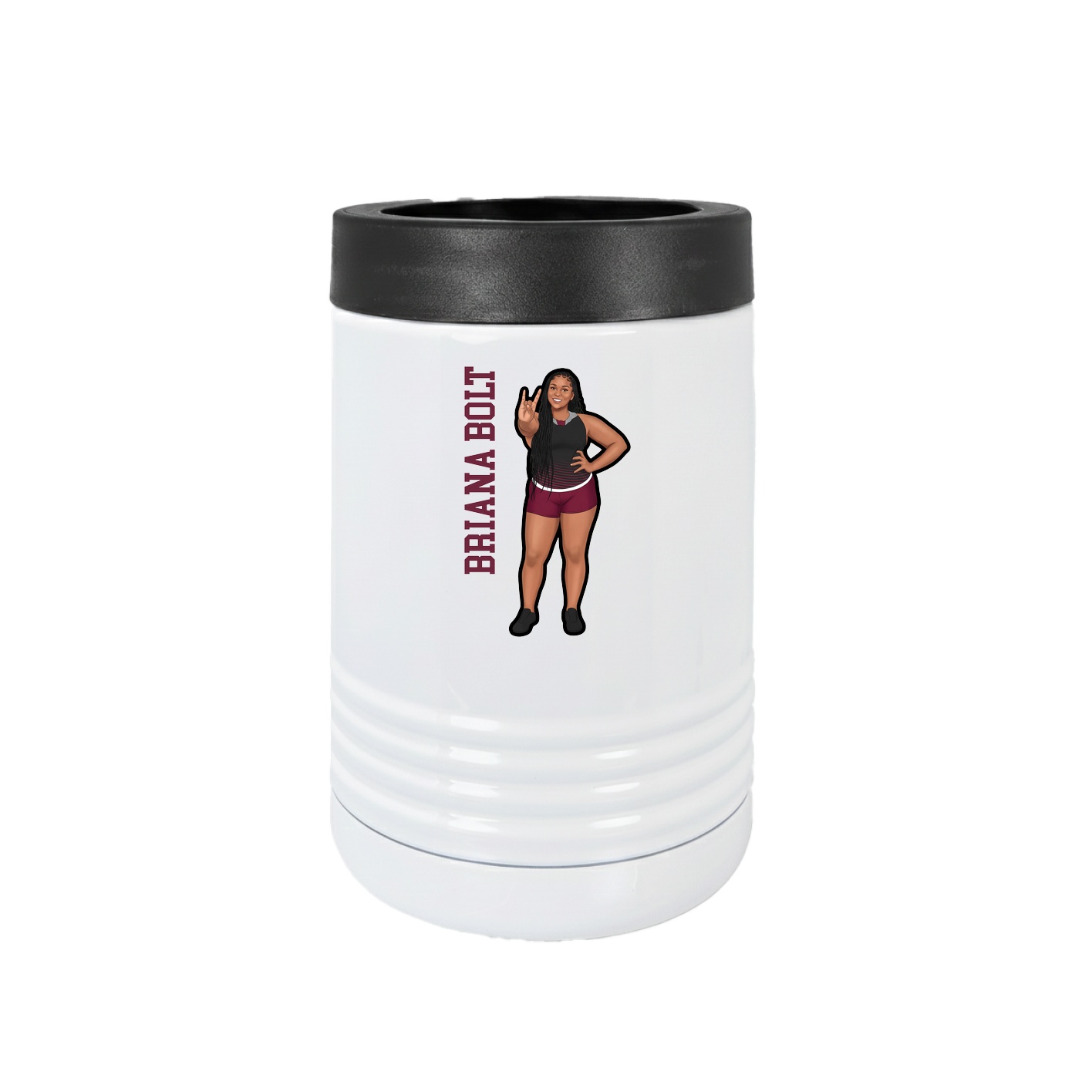 Beverage Holder — Name Vertical in White