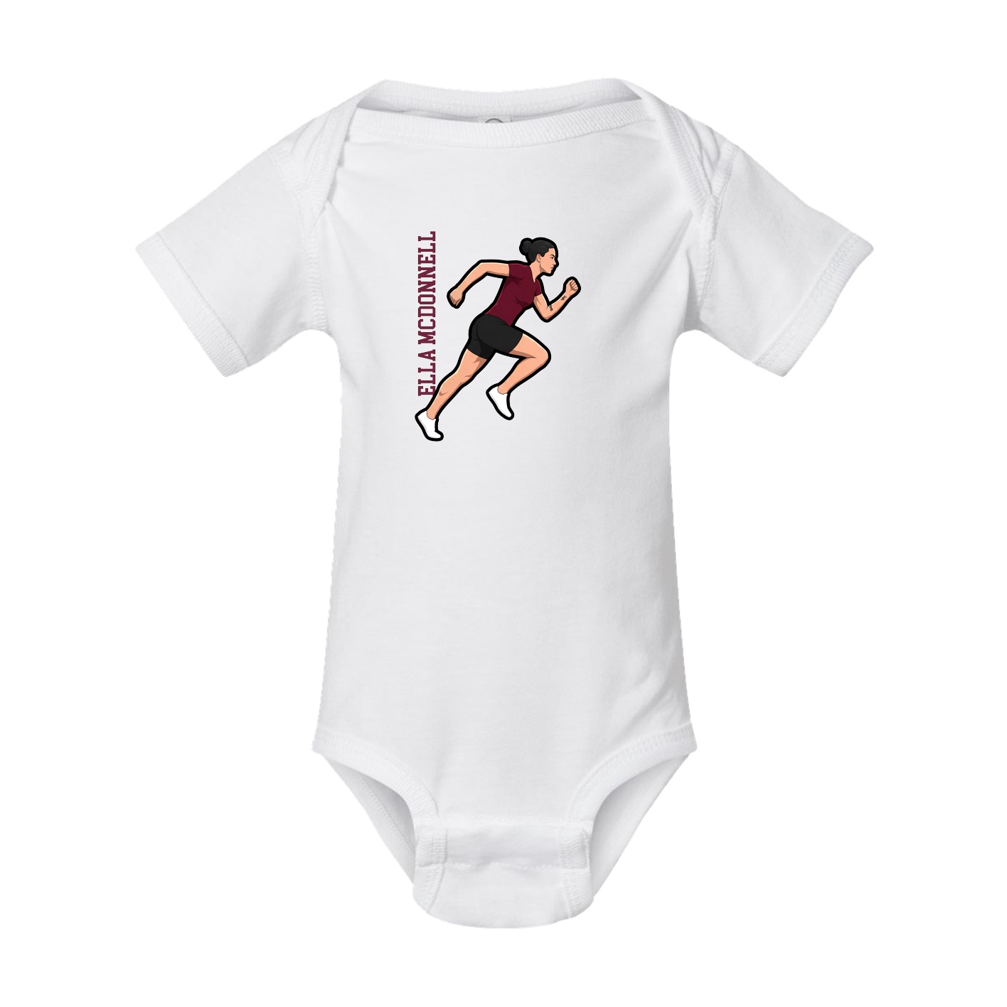 Baby Onesie — Name Vertical in White