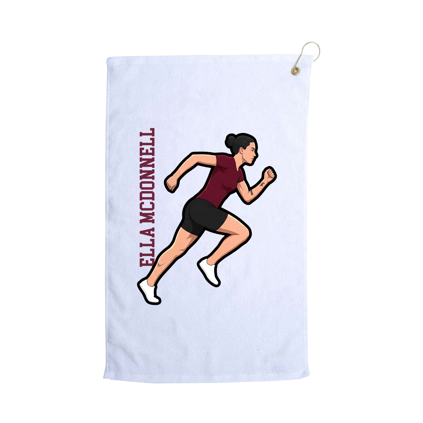 Golf Towel — Name Vertical in White