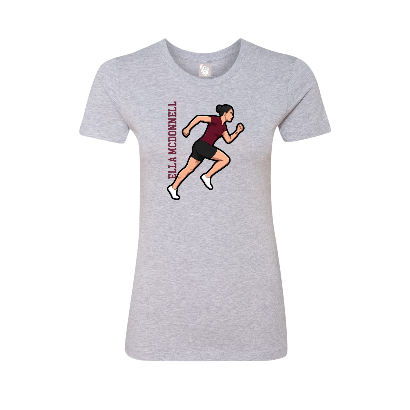 Fitted Women's Tee — Name Vertical in Grey